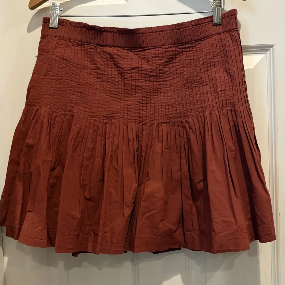 Anthropologie Rust Red A-Line Cotton Skirt - Picture 1 of 8